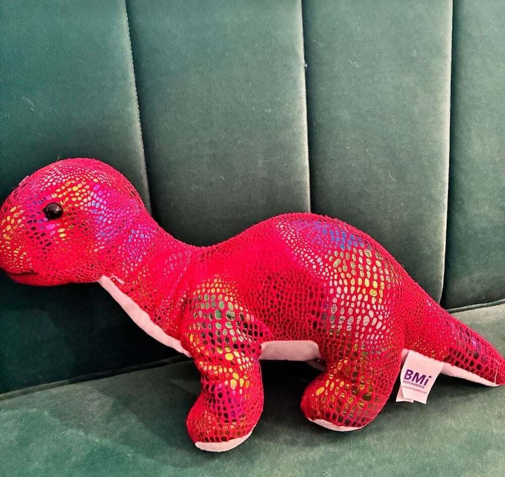 BMI Merchandise Dinosaur Plush Pink Shiny Stuffed Animal Toy